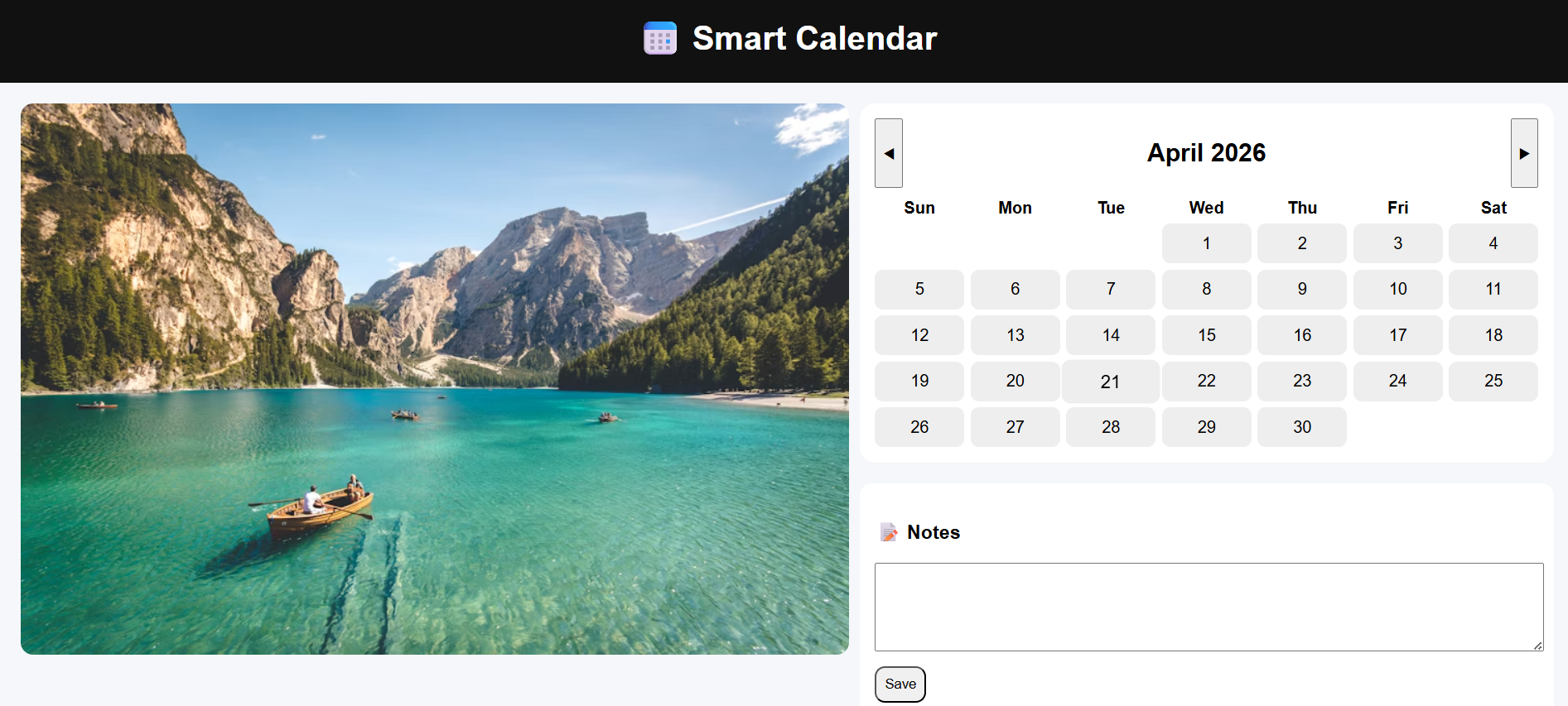 Interactive Calender UI Image